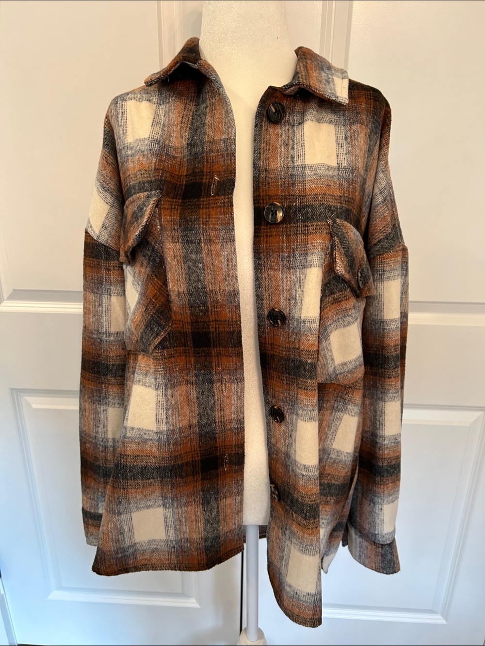 Timing Oversized Plaid Shacket - Picture 2 of 6